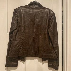 Croc-Embossed Cropped Jacket with Wide Lapel